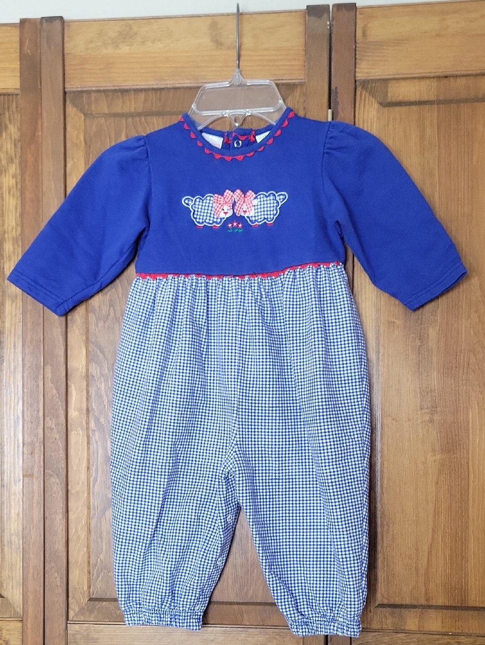 Buster Brown Vintage Royal Blue Applique Embroidered  Romper Sz 18M